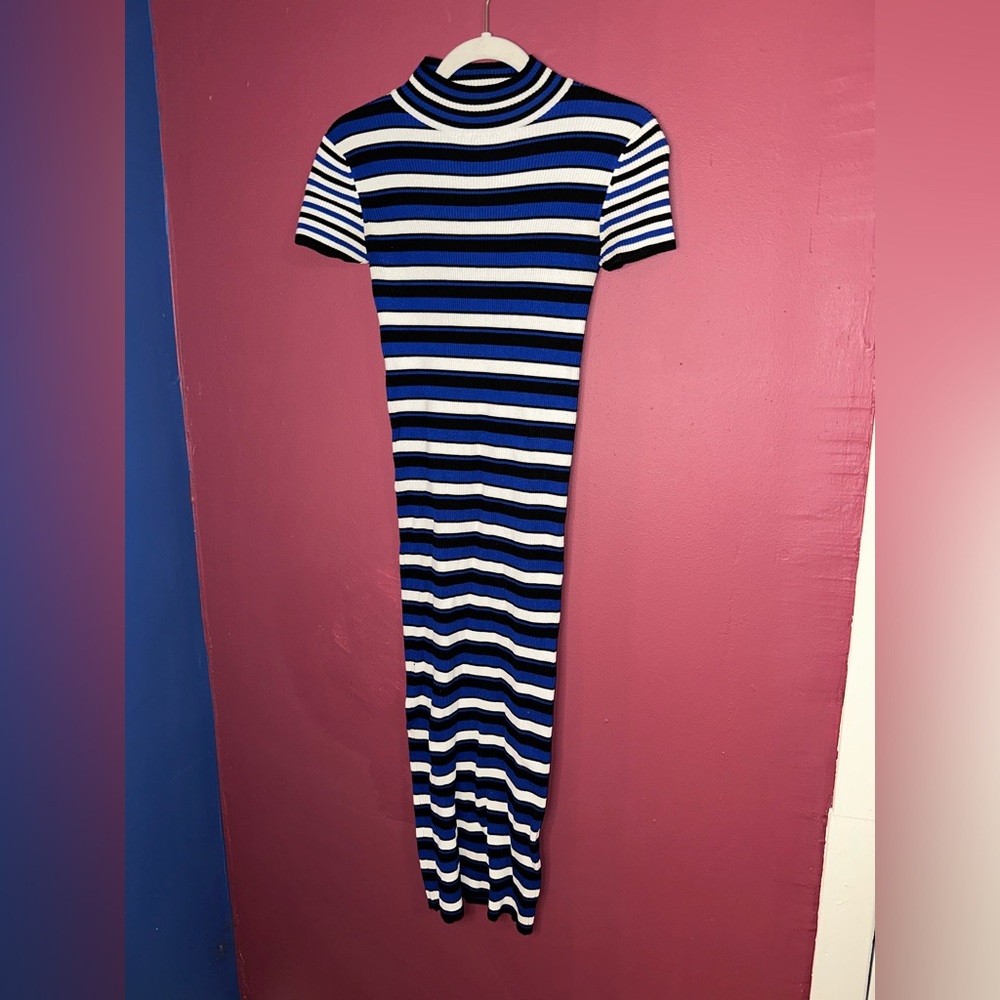 Zara knit Blue and white striped maxi dress
